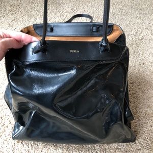 Furla black shoulder handbag
